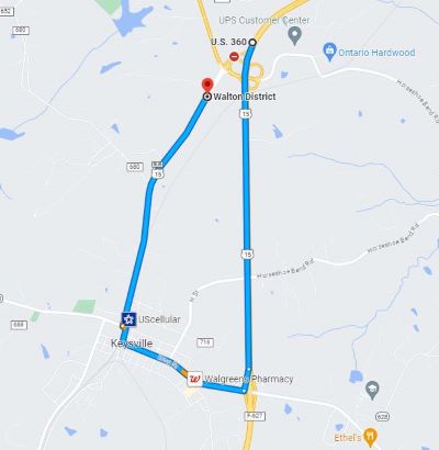 Image showing traffic pattern change on Route 15 at Route 360 in Charlotte County beginning Monday, Oct. 2, 2023